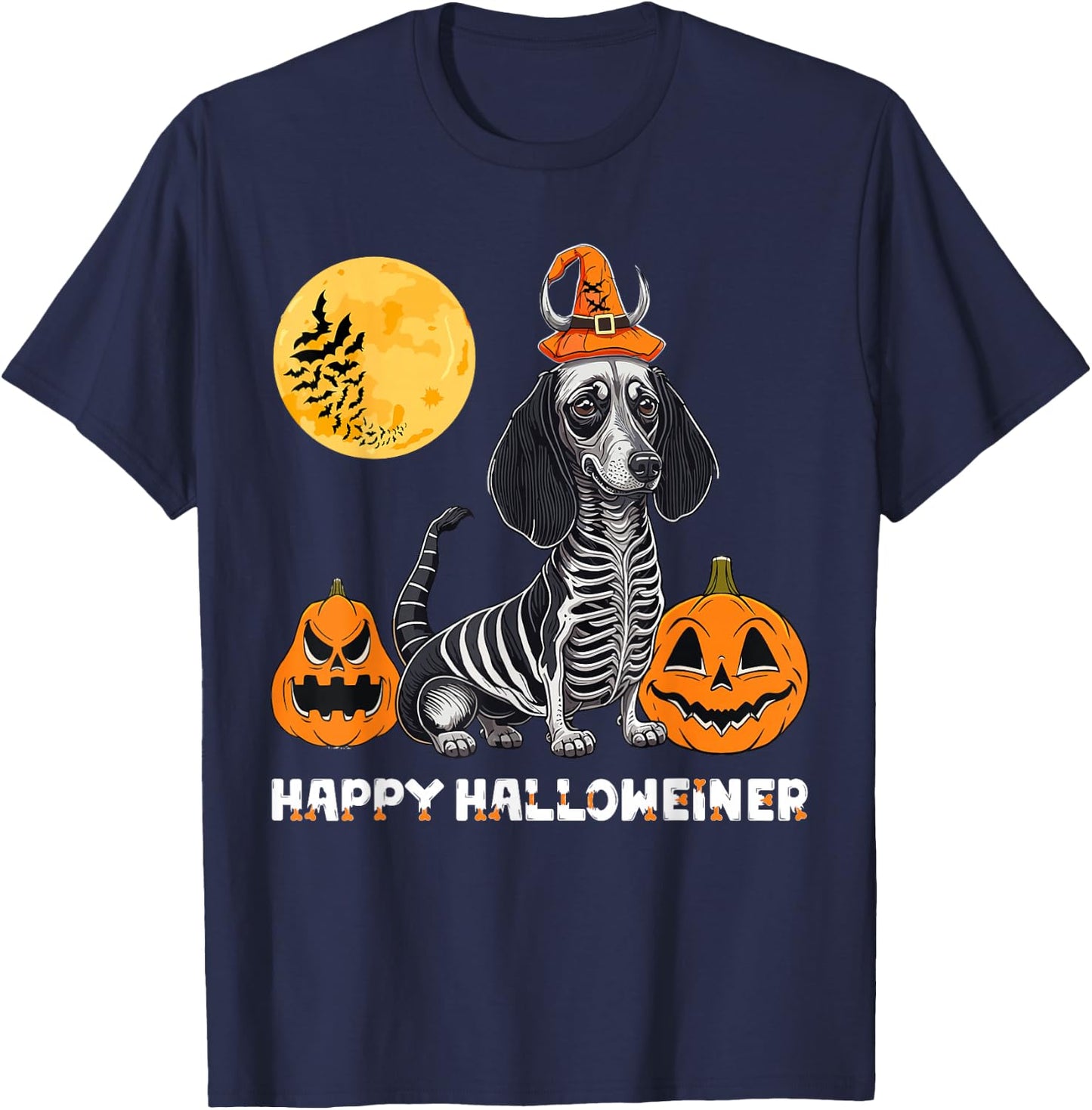 Dachshund Happy Halloweiner Funny Halloween Dogs Lover T-Shirt - T-Shirt | Navy