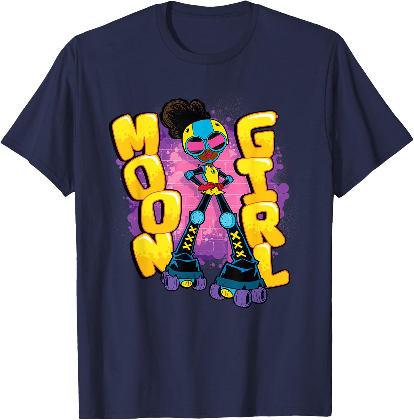 Marvel Moon Girl and Devil Dinosaur Name Street Art Style T-Shirt - T-Shirt | Navy