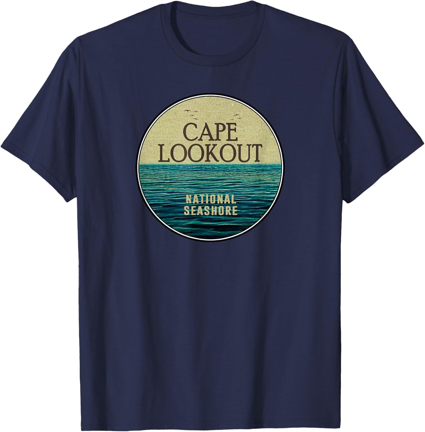 Cape Lookout National Seashore Ocean Birds T-Shirt - T-Shirt | Navy