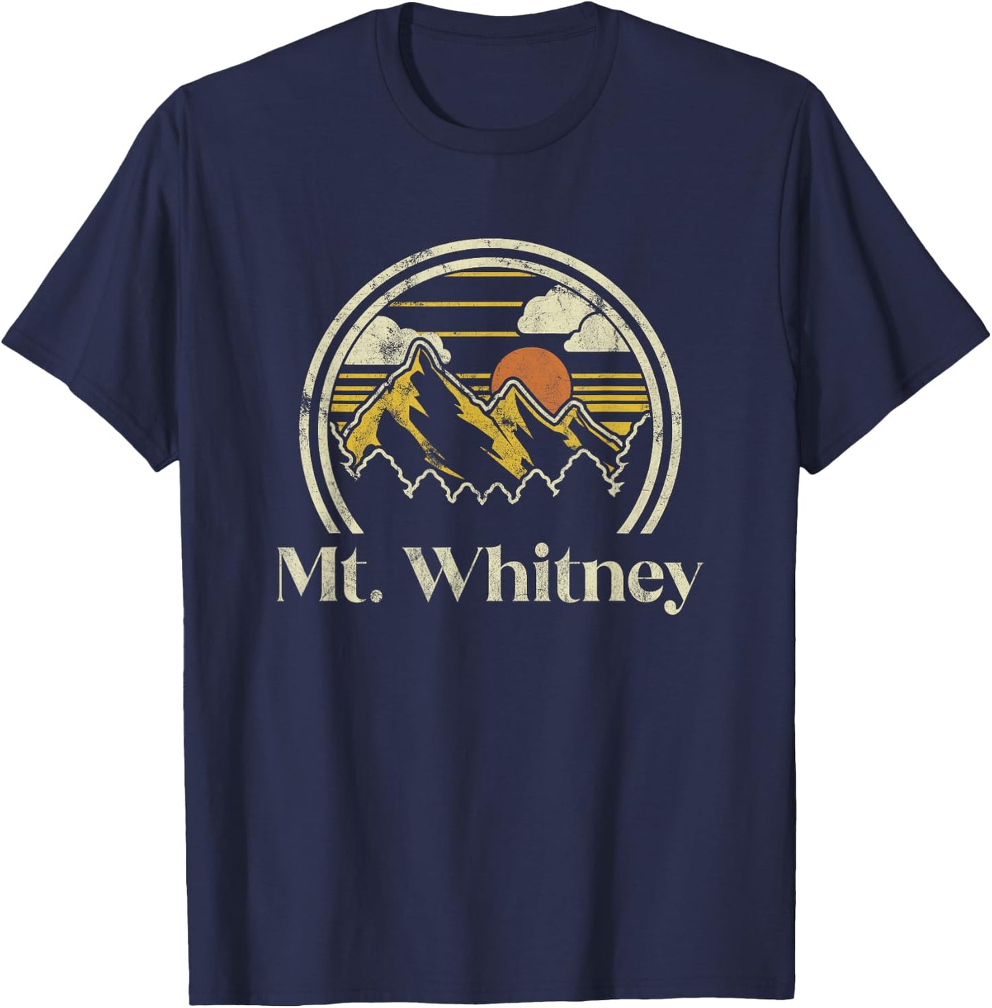 Mt. Whitney Mountains California Hiking Outdoors Vintage T-Shirt - T-Shirt | Navy