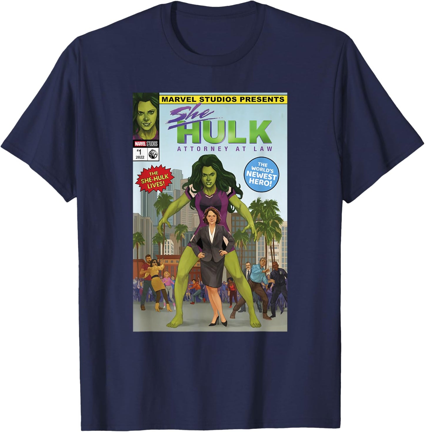 Marvel She-Hulk: Attorney at Law Comic Cover T-Shirt - T-Shirt | Navy