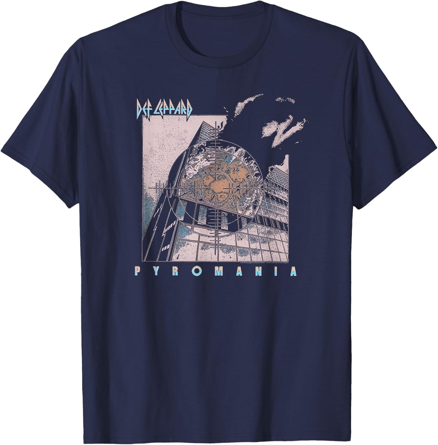 Def Leppard Pyromania Faded Black -Adults T-Shirt - T-Shirt | Navy