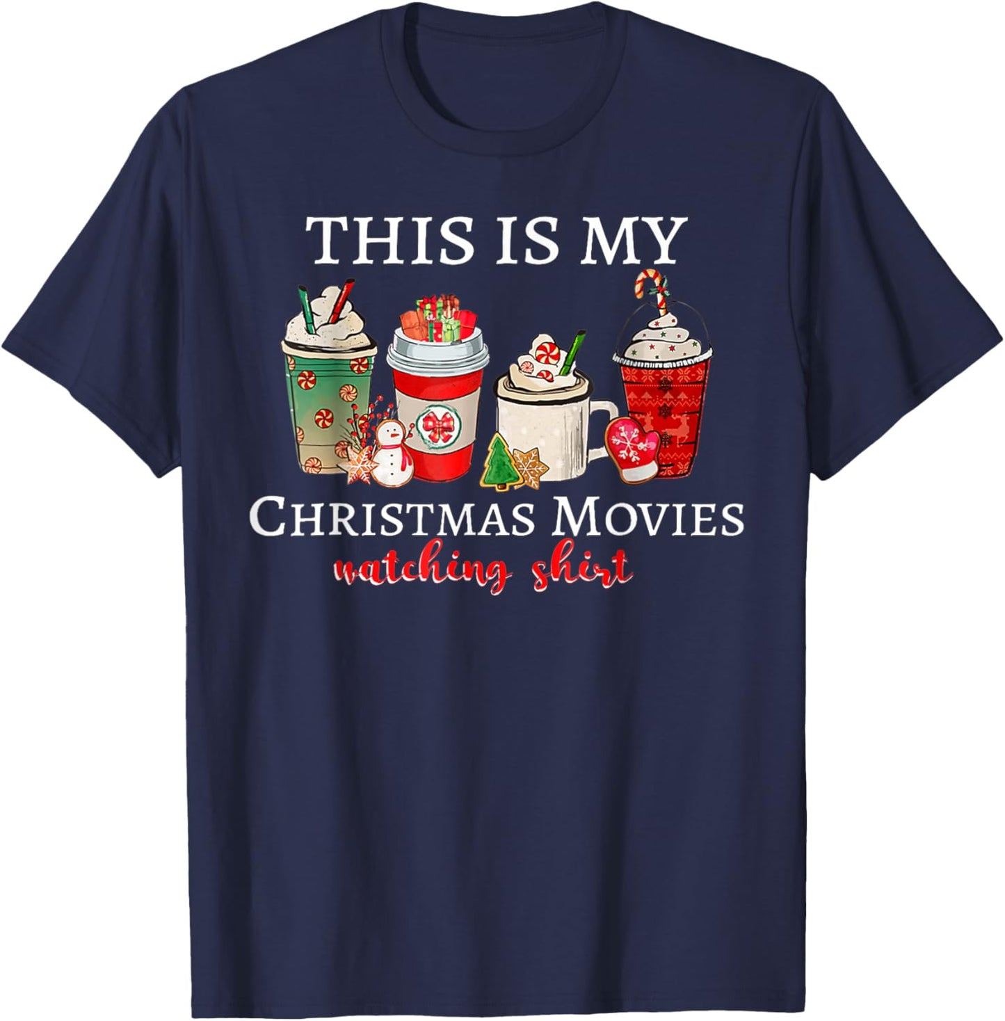 Groovy Fun Christmas This Is My Christmas Movie Watching T-Shirt - T-Shirt | Navy