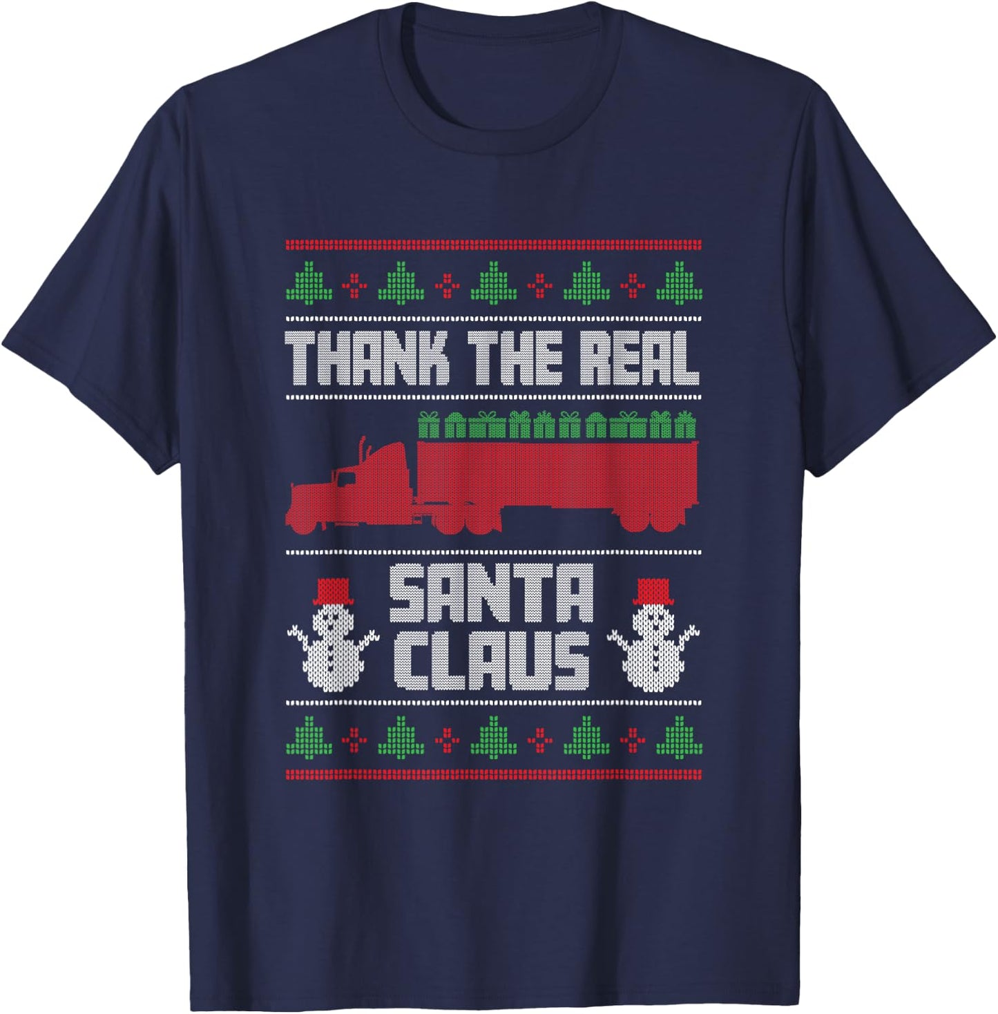 Trucker Santa Claus Funny Truck Driving Christmas Trucker T-Shirt - T-Shirt | Navy