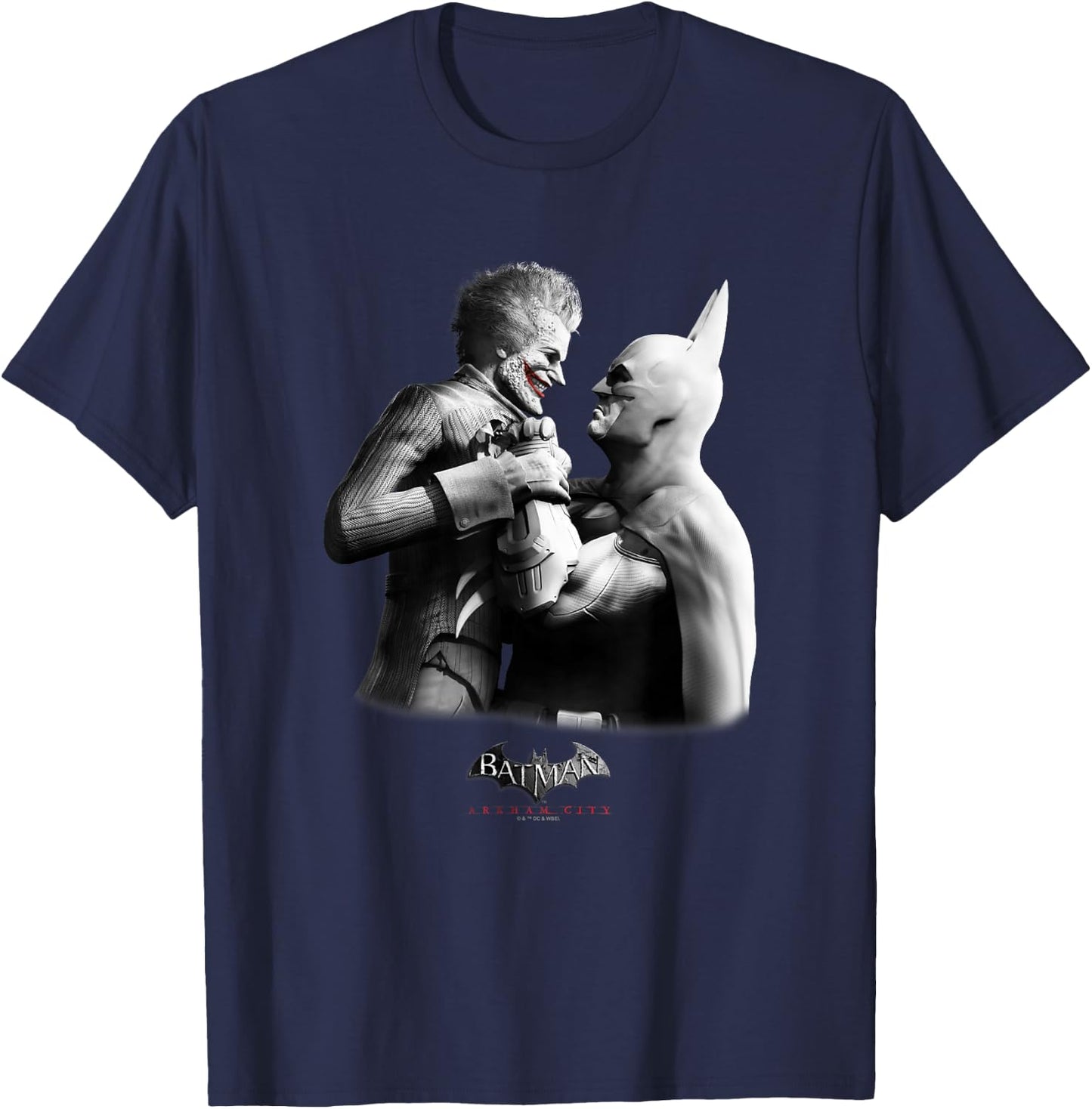 Batman: Arkham City Joker & The Dark Knight Distressed T-Shirt - T-Shirt | Navy