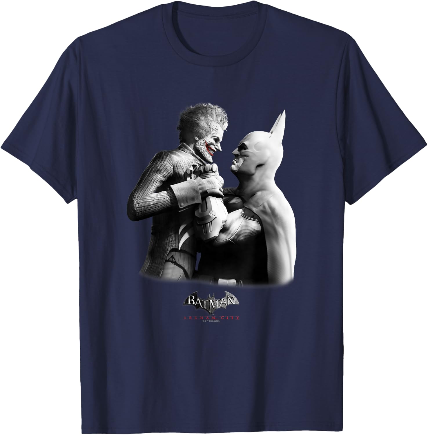 Batman: Arkham City Joker & The Dark Knight Distressed T-Shirt - T-Shirt | Navy