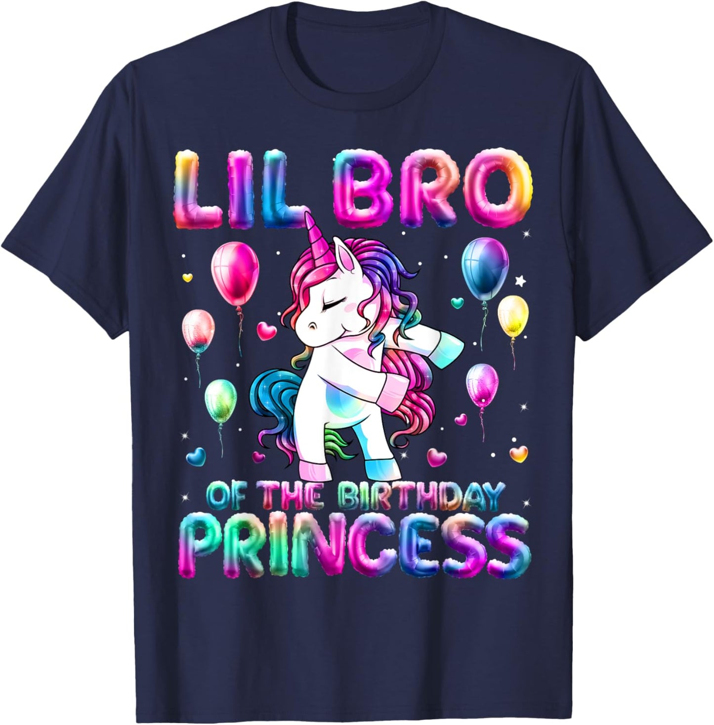 Brother of the Birthday Princess Girl Flossing Unicorn Bro T-Shirt - T-Shirt | Navy