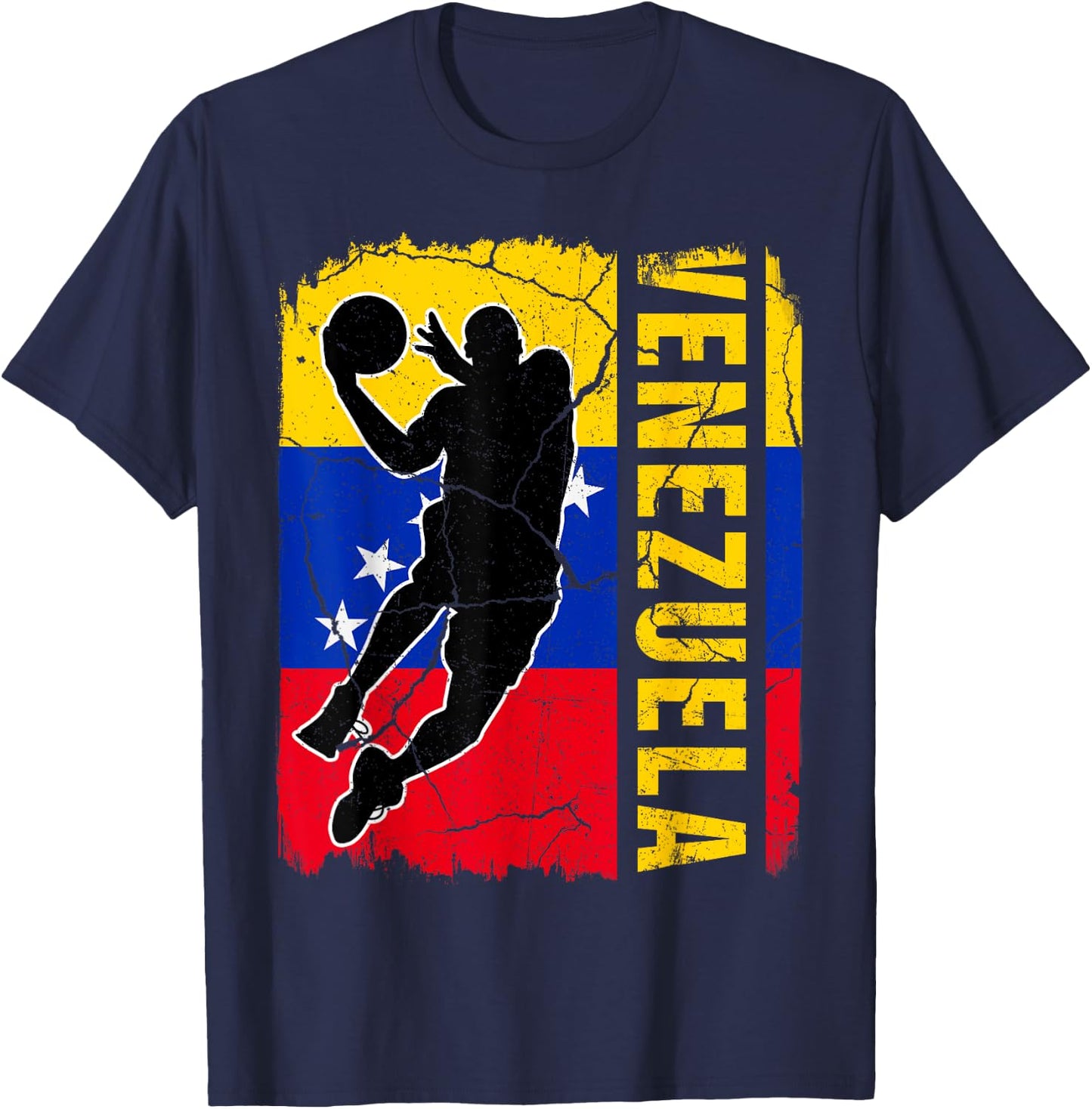 Venezuelan Basketball Player Venezuela Flag Basketball Fans T-Shirt - T-Shirt | Navy