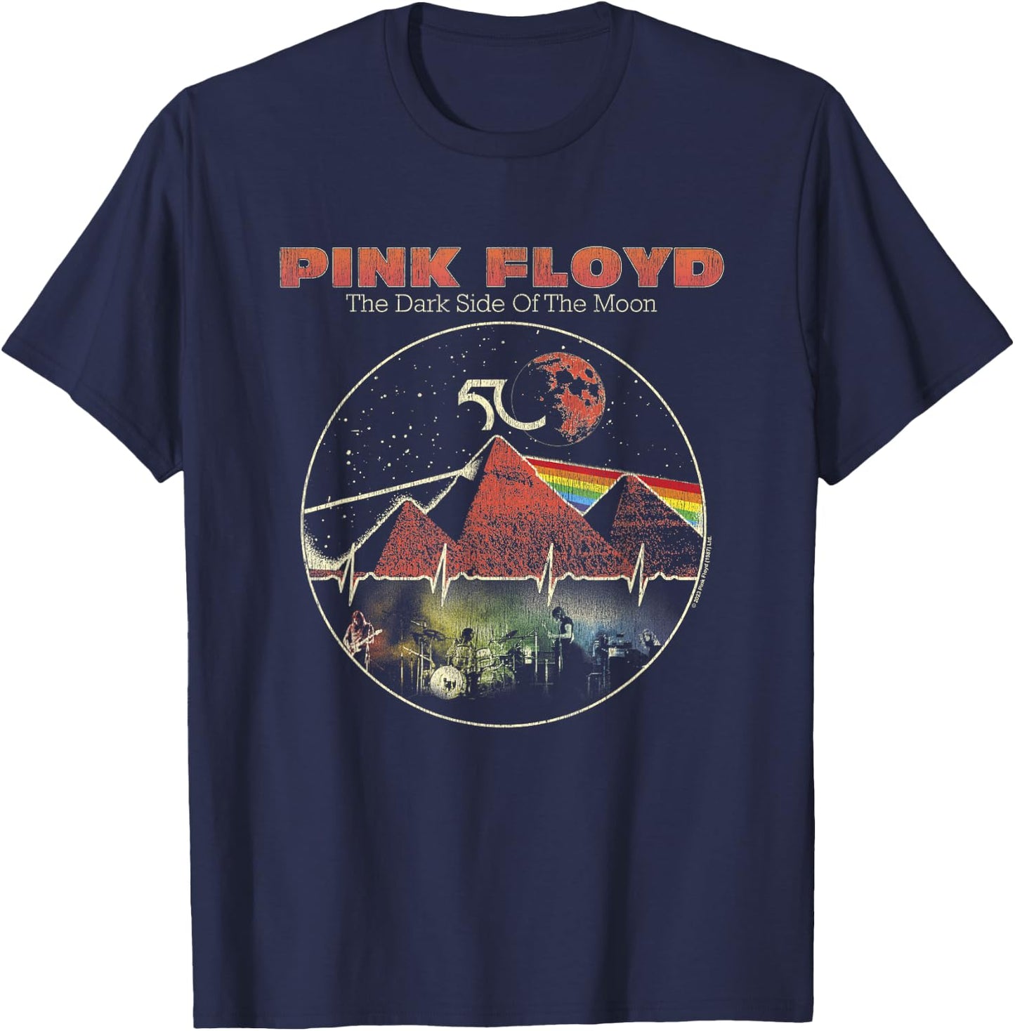Pink Floyd Vintage Pyramids T-Shirt - T-Shirt | Navy
