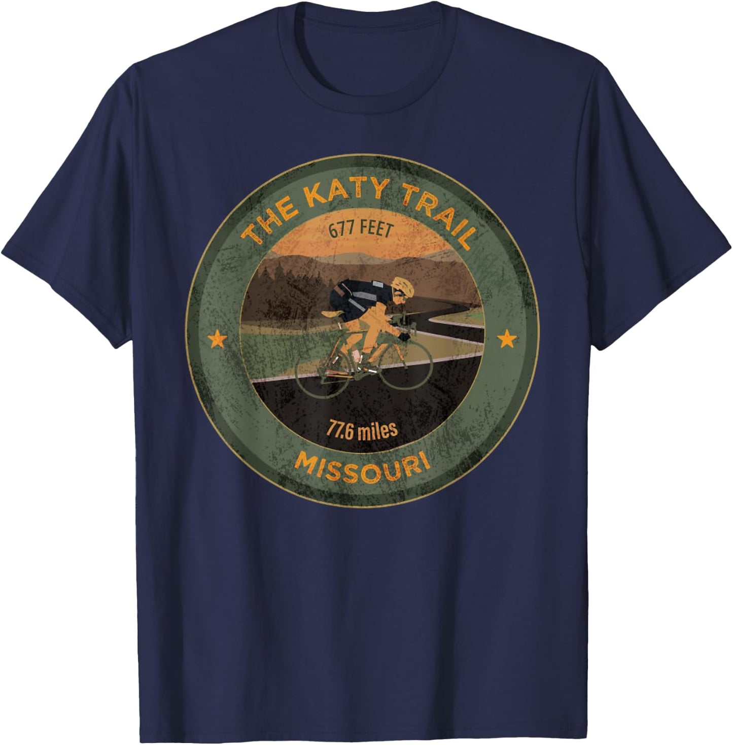 Vintage The Katy Trail State Park USA Missouri Retro Cycling T-Shirt - T-Shirt | Navy