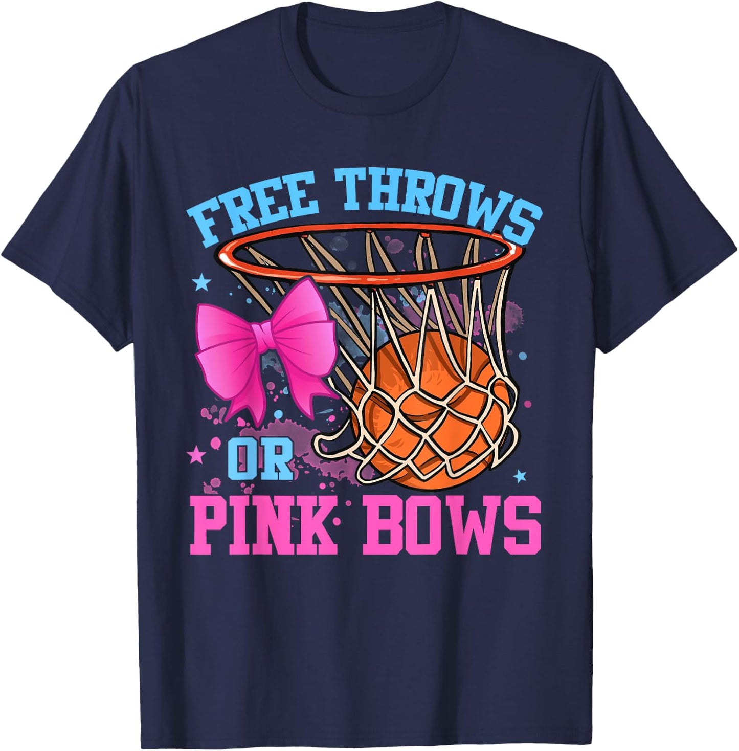Free Throws or Pink Bows Pregnancy Pink or Blue T-Shirt - T-Shirt | Navy