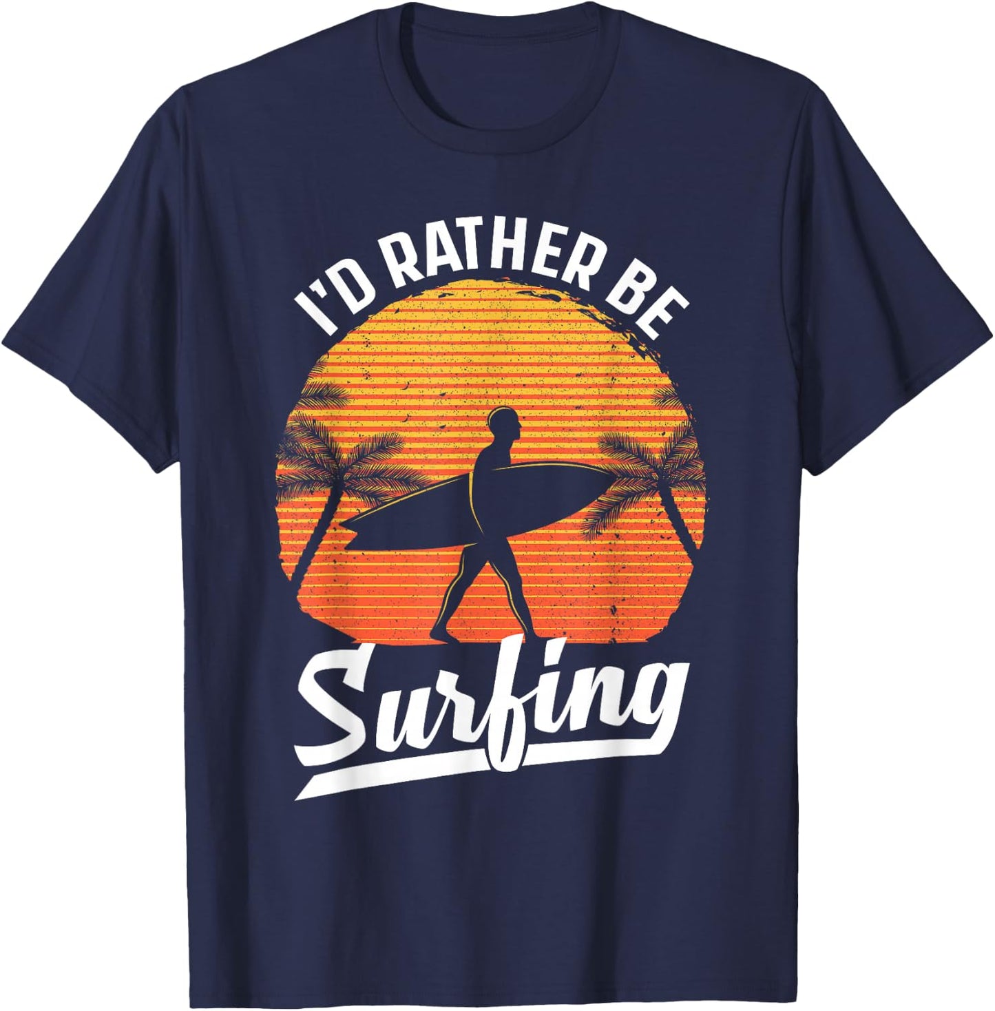 Cool Surf Art Women Surfing Retro Surfer Sunset T-Shirt - T-Shirt | Navy