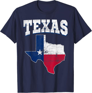 US Citizen Proud America State Flag Land Map Texas T-Shirt - T-Shirt | Navy