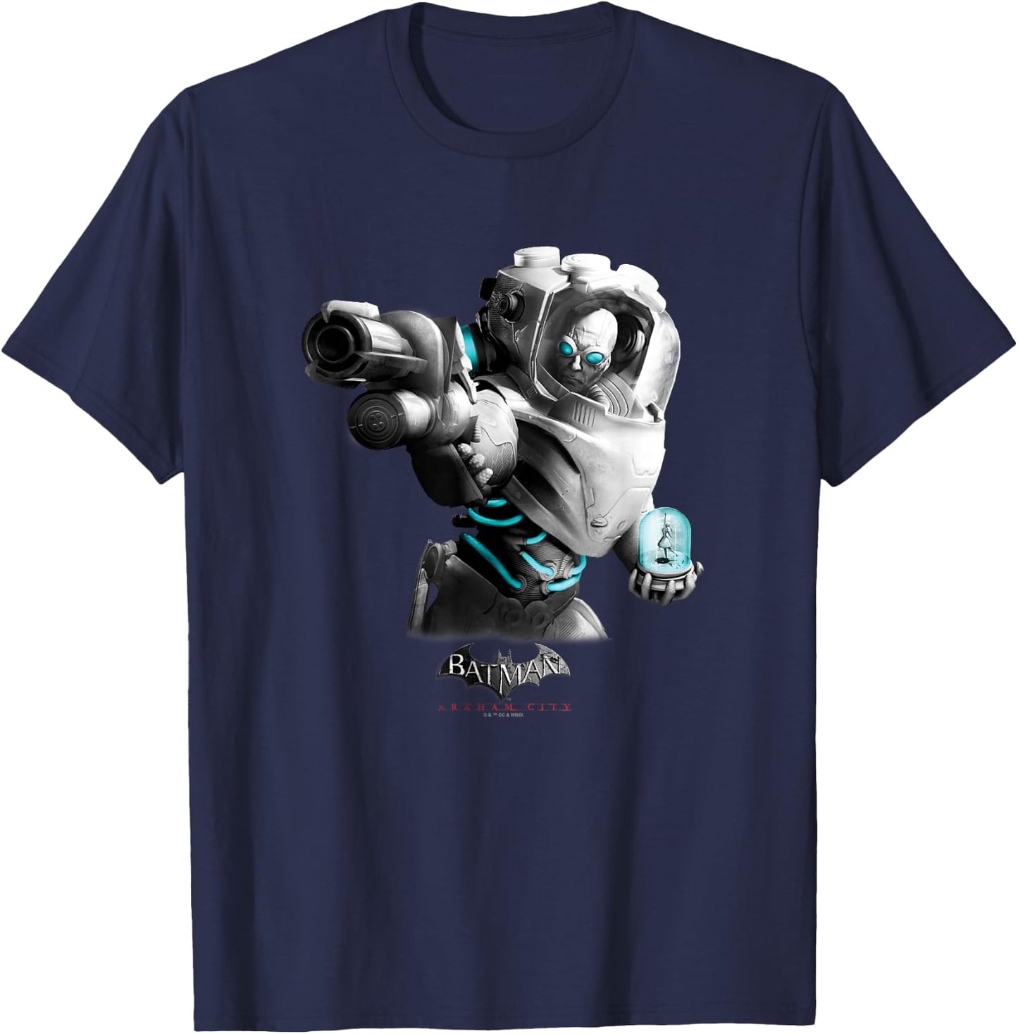 Batman: Arkham City Mister Freeze Villain Distressed Poster T-Shirt - T-Shirt | Navy