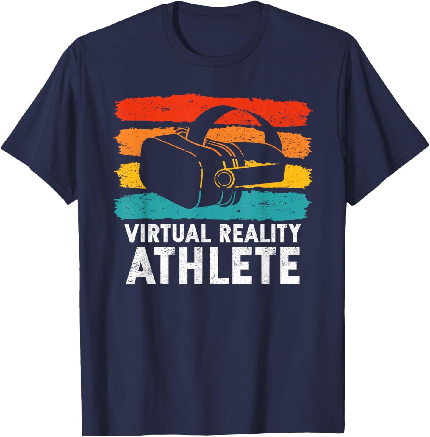 Virtual Reality Gifts For VR Gamers VR Vintage Virtual Reality Athlete T-Shirt - T-Shirt | Navy