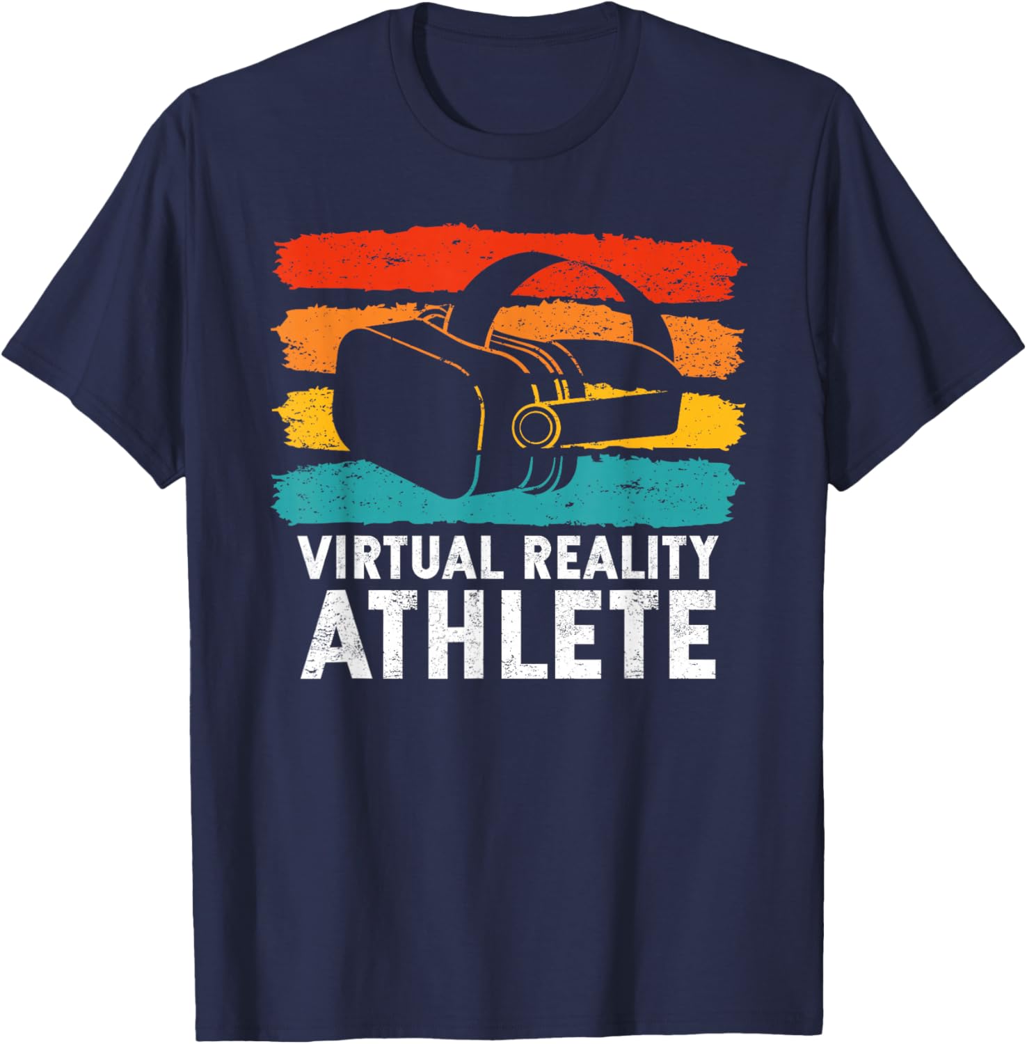 Virtual Reality Gifts For VR Gamers VR Vintage Virtual Reality Athlete T-Shirt - T-Shirt | Navy