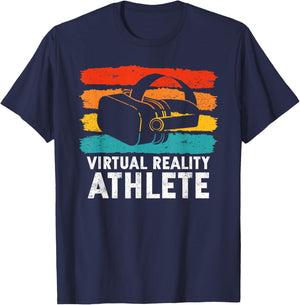 Virtual Reality Gifts For VR Gamers VR Vintage Virtual Reality Athlete T-Shirt - T-Shirt | Navy