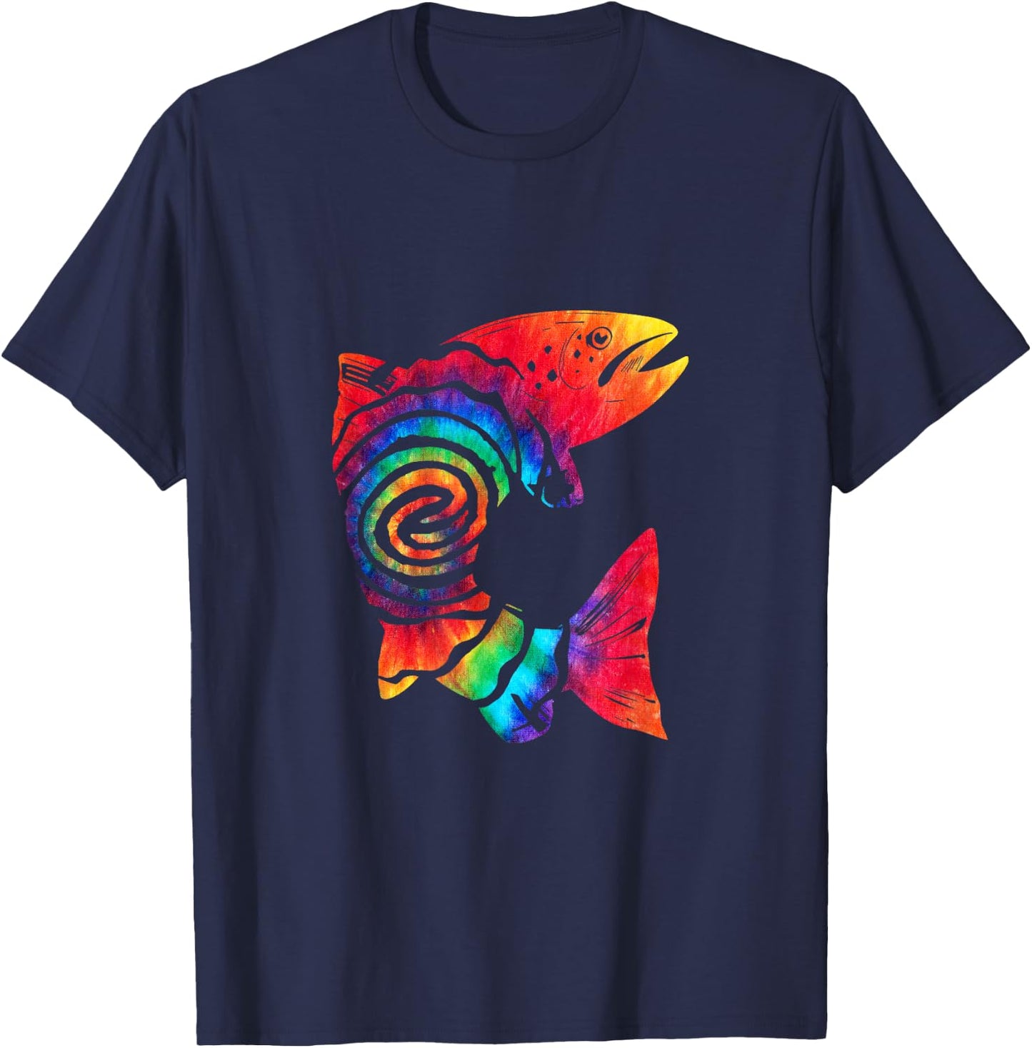 Trout Fish Tie Dye Vintage Trout Fishing Lover T-Shirt - T-Shirt | Navy