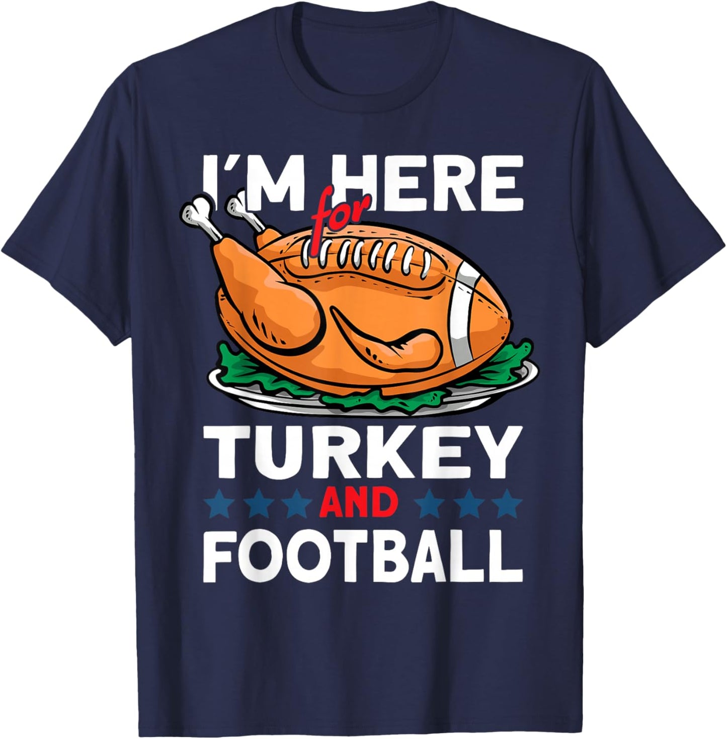Thanksgiving Turkey and Football T-Shirt - T-Shirt | Navy
