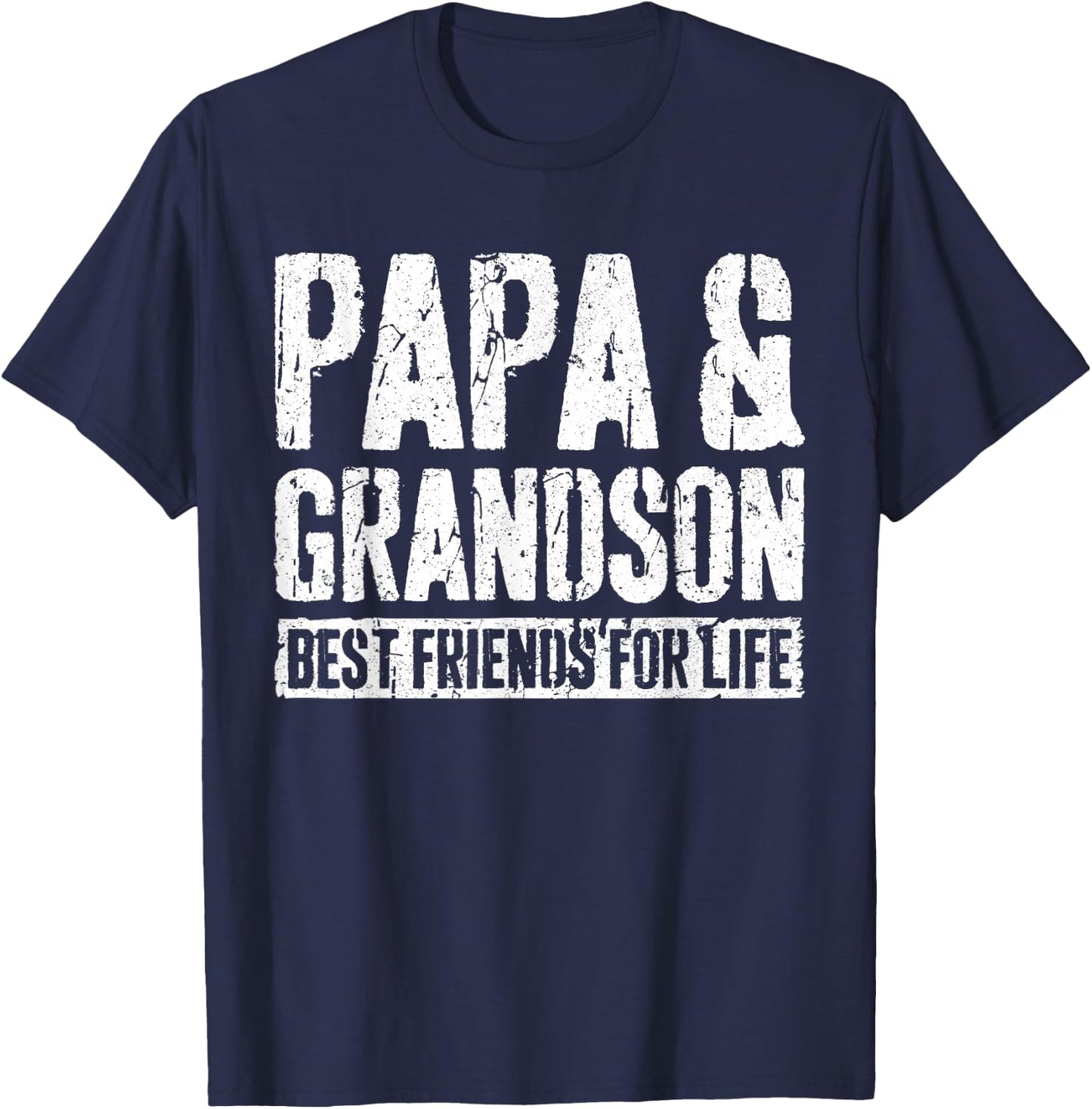 Papa And Grandson Best Friends For Life Shirt Fathers Day T-Shirt - T-Shirt | Navy