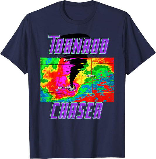 Tornado Hunter Storm Chaser Chasing Tornados F-5 Map T-Shirt - T-Shirt | Navy