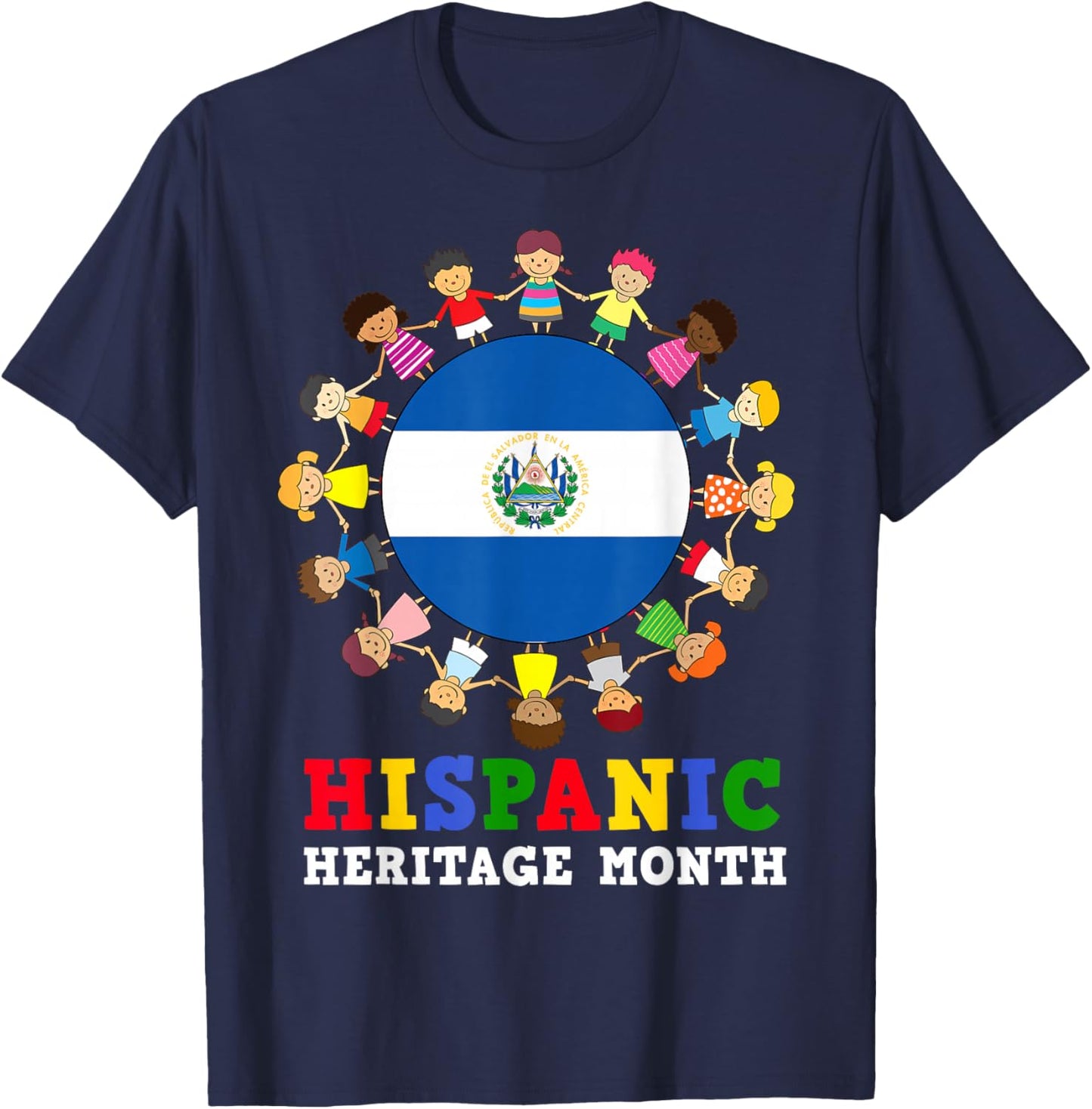 Salvadoran Flag Hispanic Heritage El Salvador Boy Girl Kids T-Shirt - T-Shirt | Navy