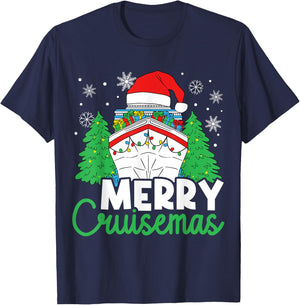 Merry Cruisemas Funny Christmas Family Cruise Ship Vacation T-Shirt - T-Shirt | Navy