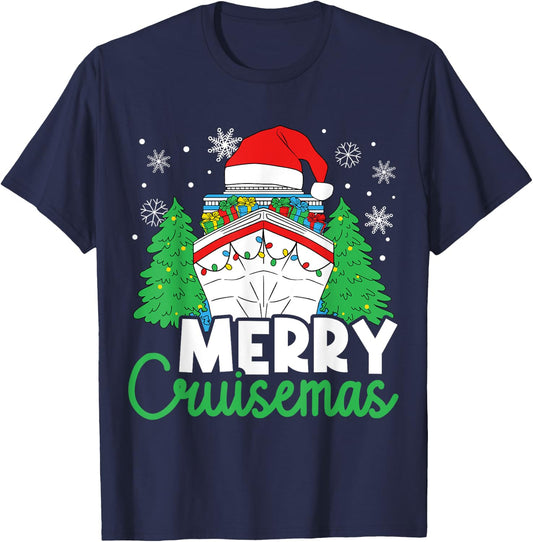 Merry Cruisemas Funny Christmas Family Cruise Ship Vacation T-Shirt - T-Shirt | Navy