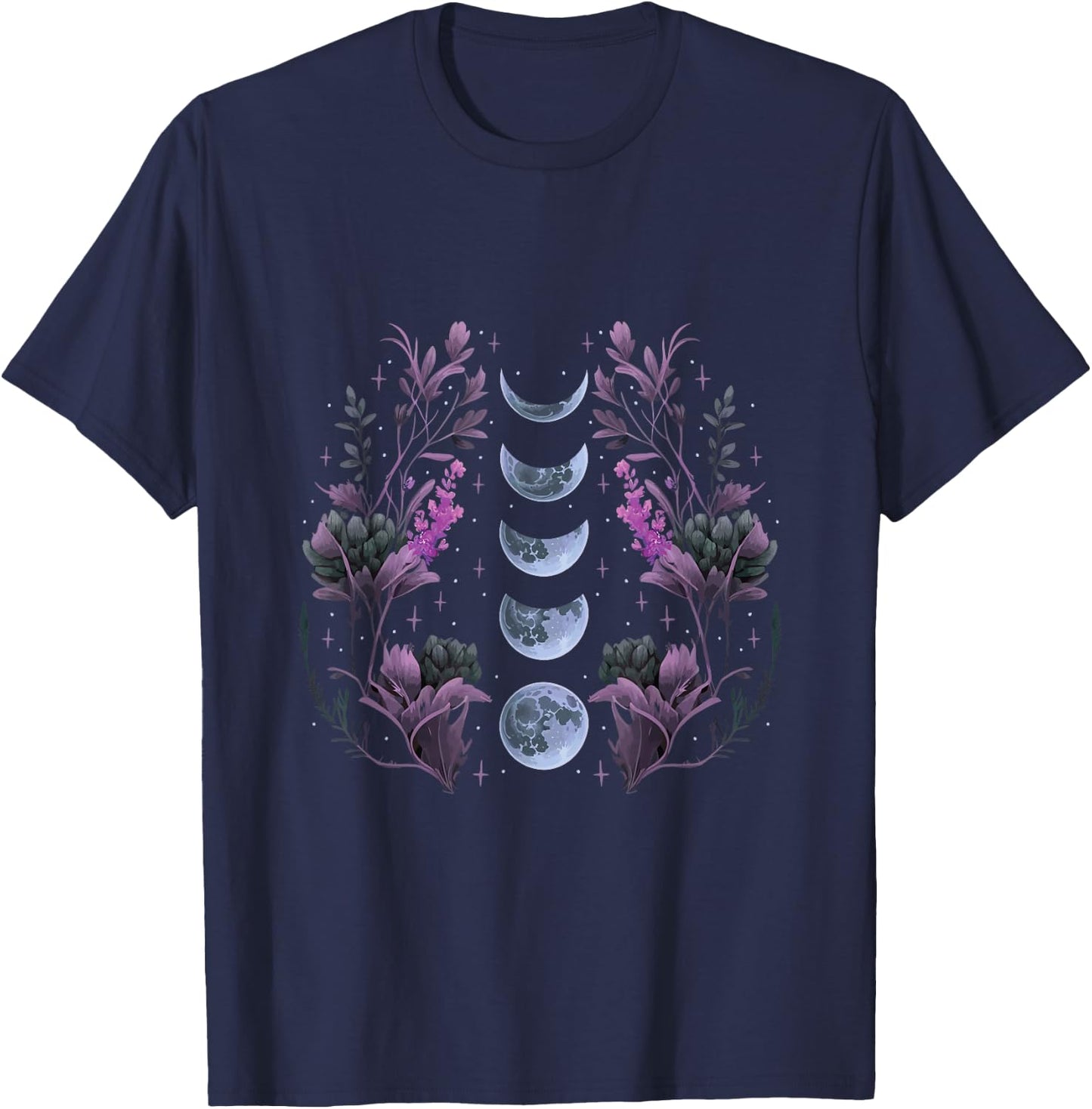 Cosmos Night Stargazers Vintage Celestial Lunar Moon Cycle T-Shirt - T-Shirt | Navy