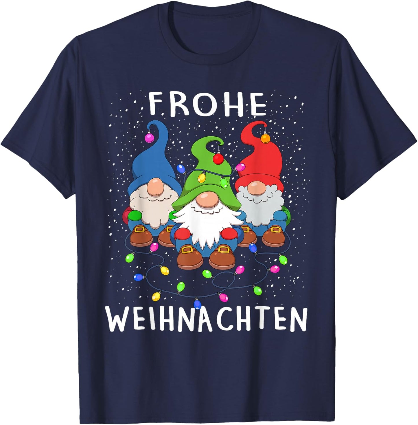 Funny Gnomes Merry Christmas Frohe Weihnachten T-Shirt - T-Shirt | Navy