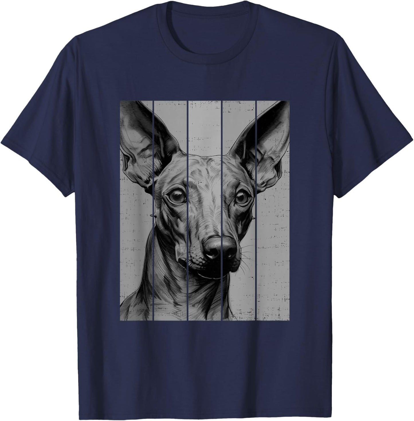 Cool Xoloitzcuintli Xolo Portrait Black And White Style T-Shirt - T-Shirt | Navy