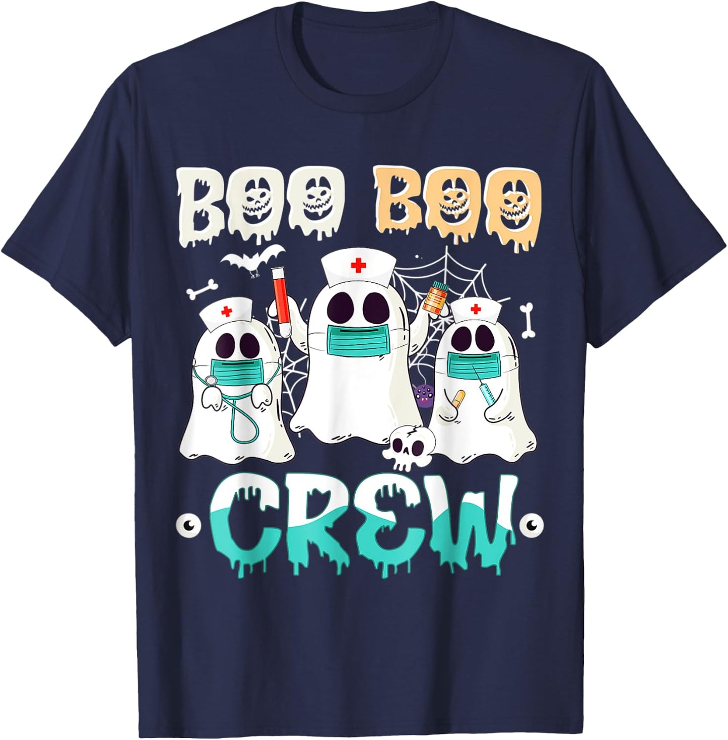 Boo boo Crew Nurse Halloween Ghost Costume Matching T-Shirt - T-Shirt | Navy