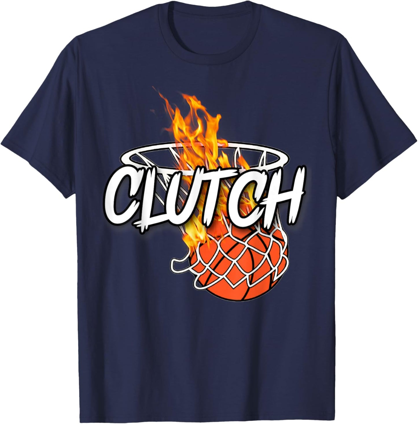 Basketball Clutch Player - Lit On Fire Basketball T-Shirt - T-Shirt | Navy