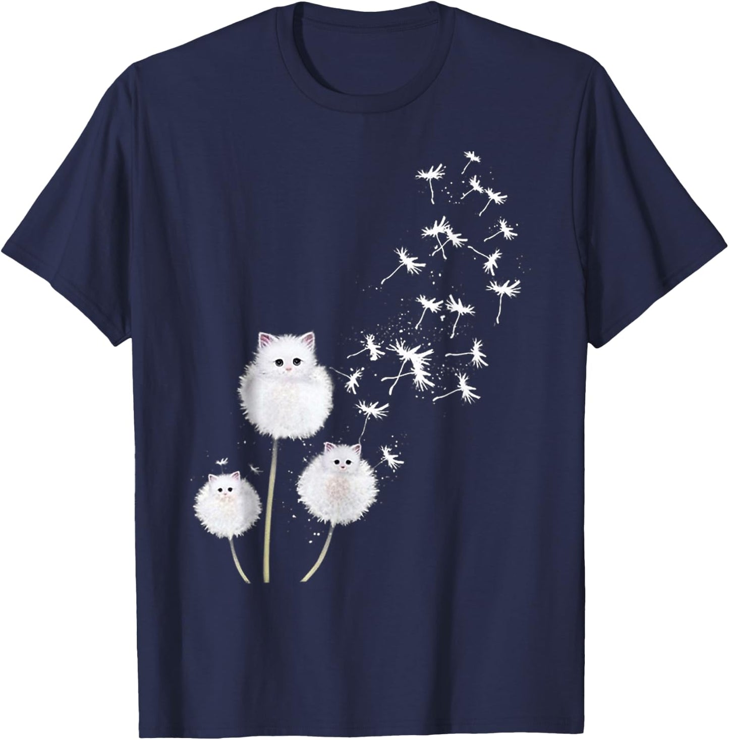Cat Dandelion Flower SKT T-Shirt - T-Shirt | Navy