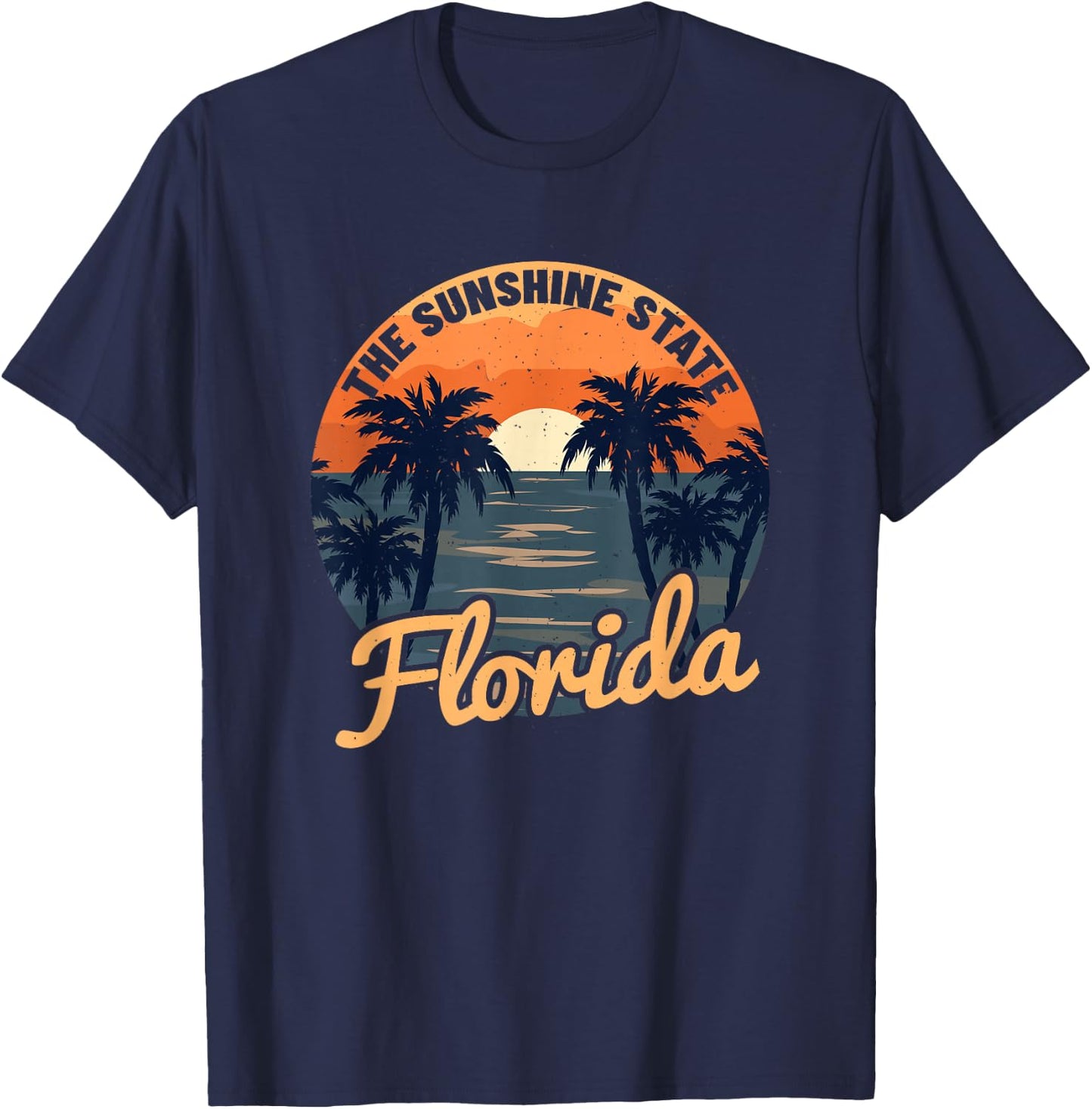 Florida Sunset - Throwback Design - Classic T-Shirt - T-Shirt | Navy