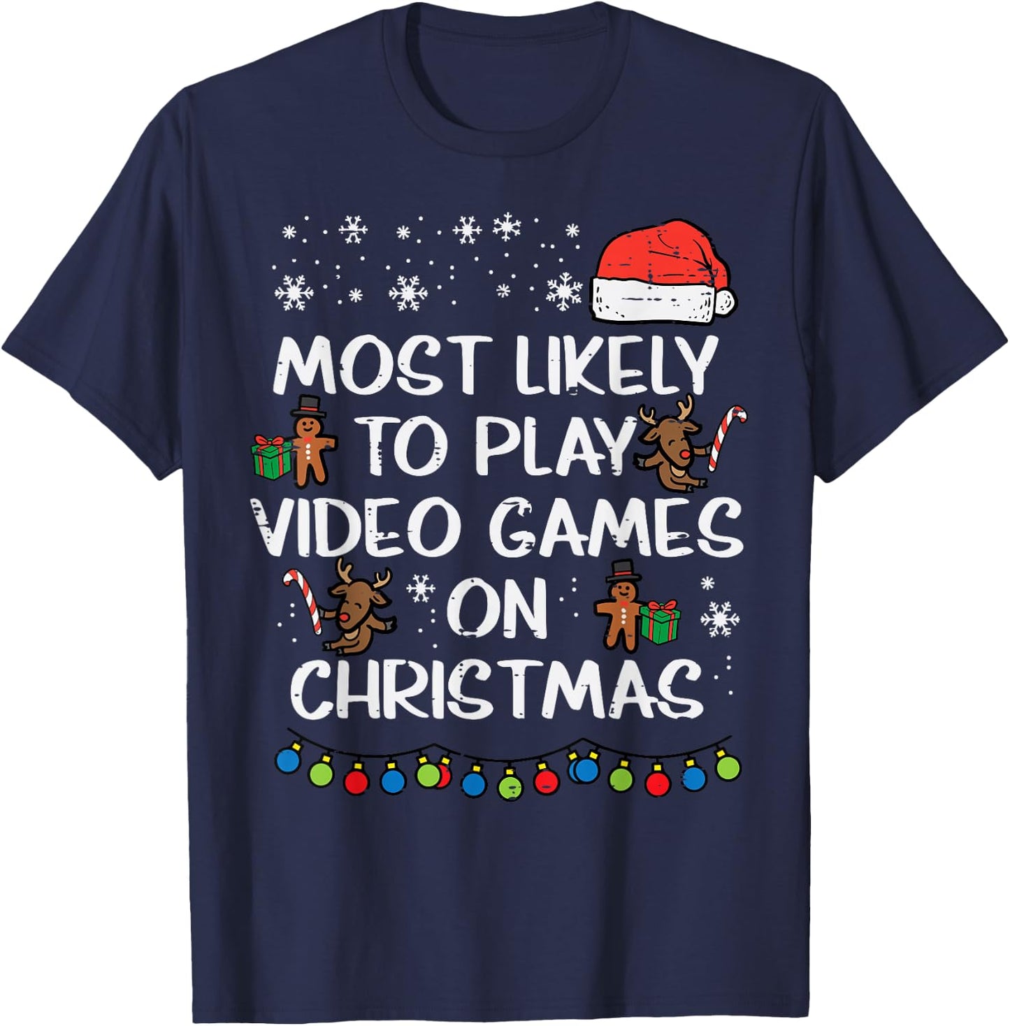 Likely Play Video Games Christmas Xmas Family Boys Kids Men T-Shirt - T-Shirt | Navy
