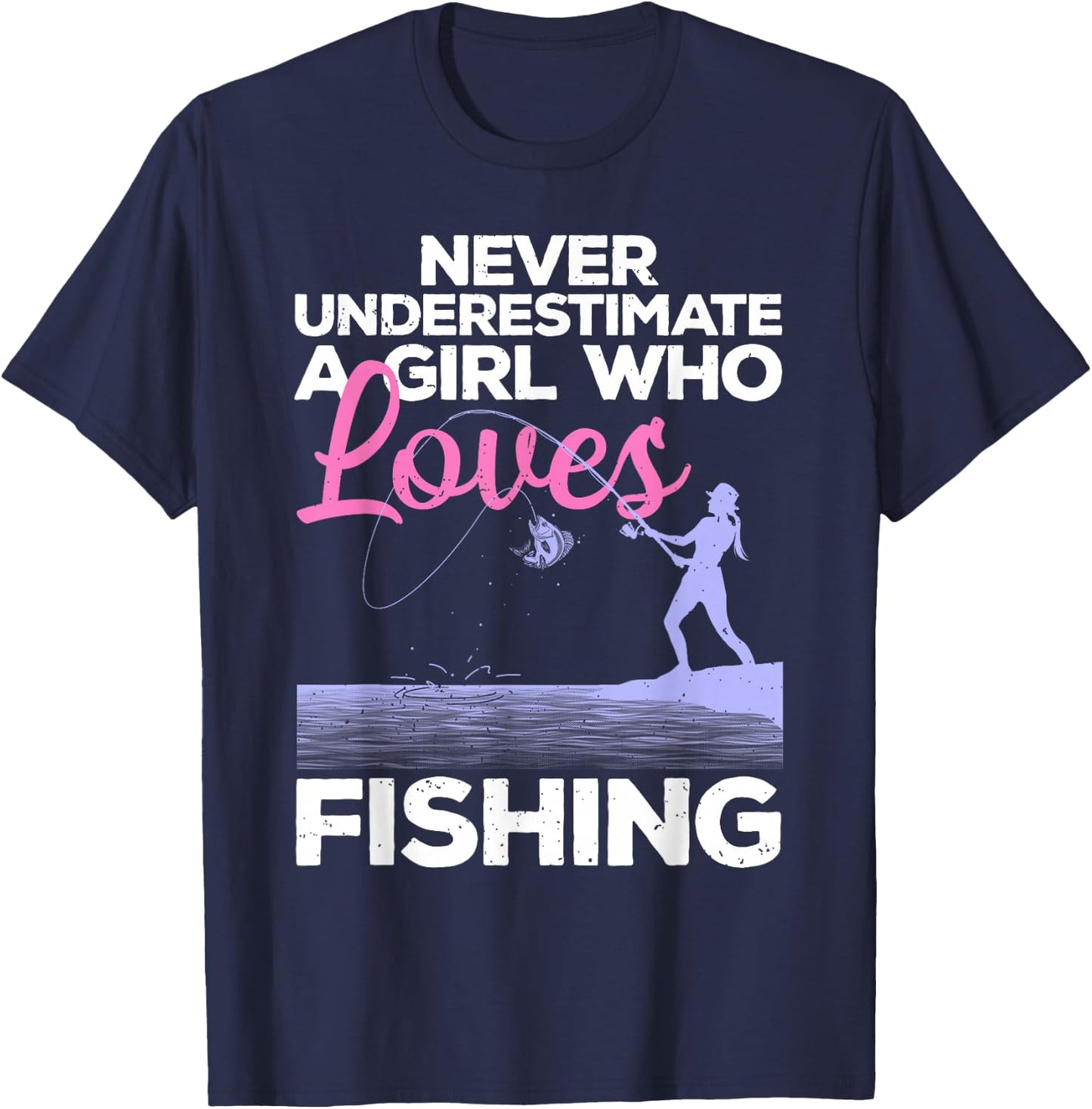 Cool Fishing Girls Fisherman Fish Lure Saltwater Small T-Shirt - T-Shirt | Navy