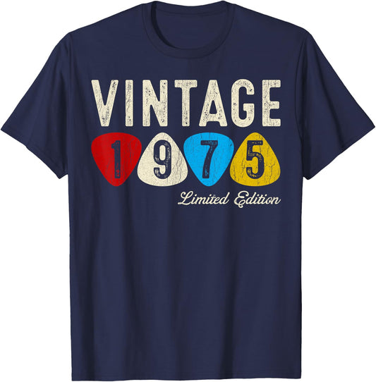 50th Birthday Gifts Men Women Guitar Lover Vintage 1975 T-Shirt - T-Shirt | Navy