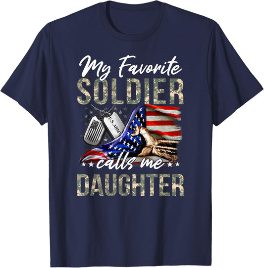 My Favorite Soldier Calls Me Daughter US Army Graduation T-Shirt - T-Shirt | Navy