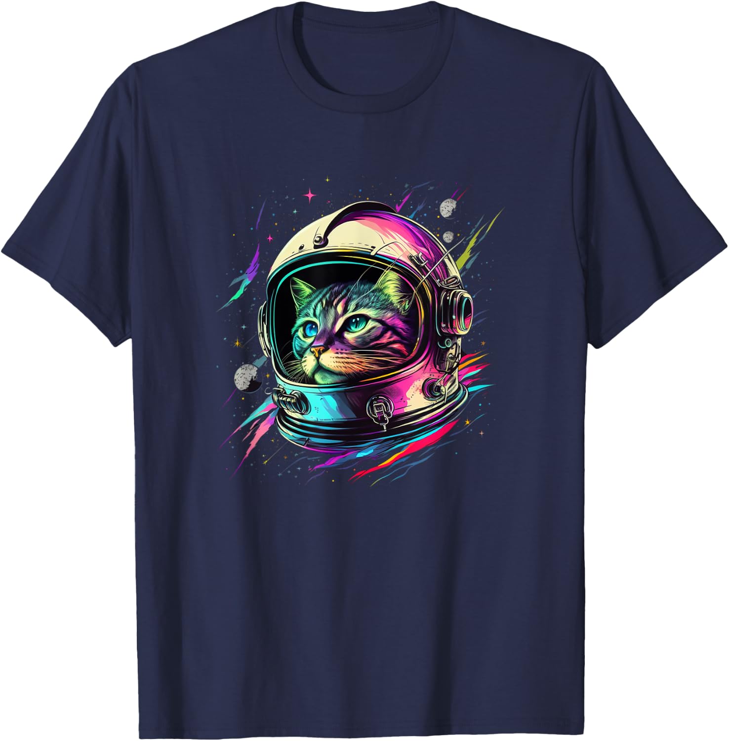 Astronaut Cat Space Cat Galaxy Kitten T-Shirt - T-Shirt | Navy