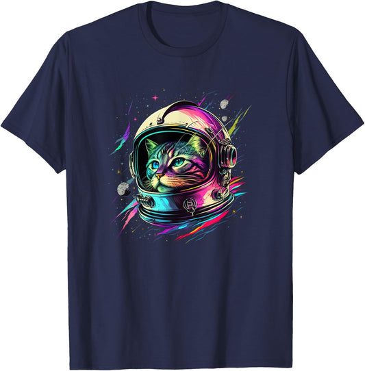 Astronaut Cat Space Cat Galaxy Kitten T-Shirt - T-Shirt | Navy