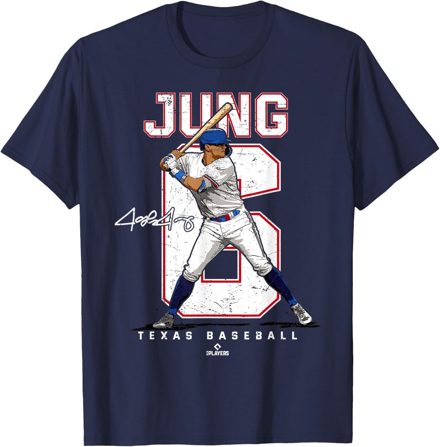 Number and Portrait Josh Jung Texas T-Shirt - T-Shirt | Navy