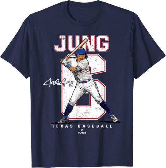 Number and Portrait Josh Jung Texas T-Shirt - T-Shirt | Navy