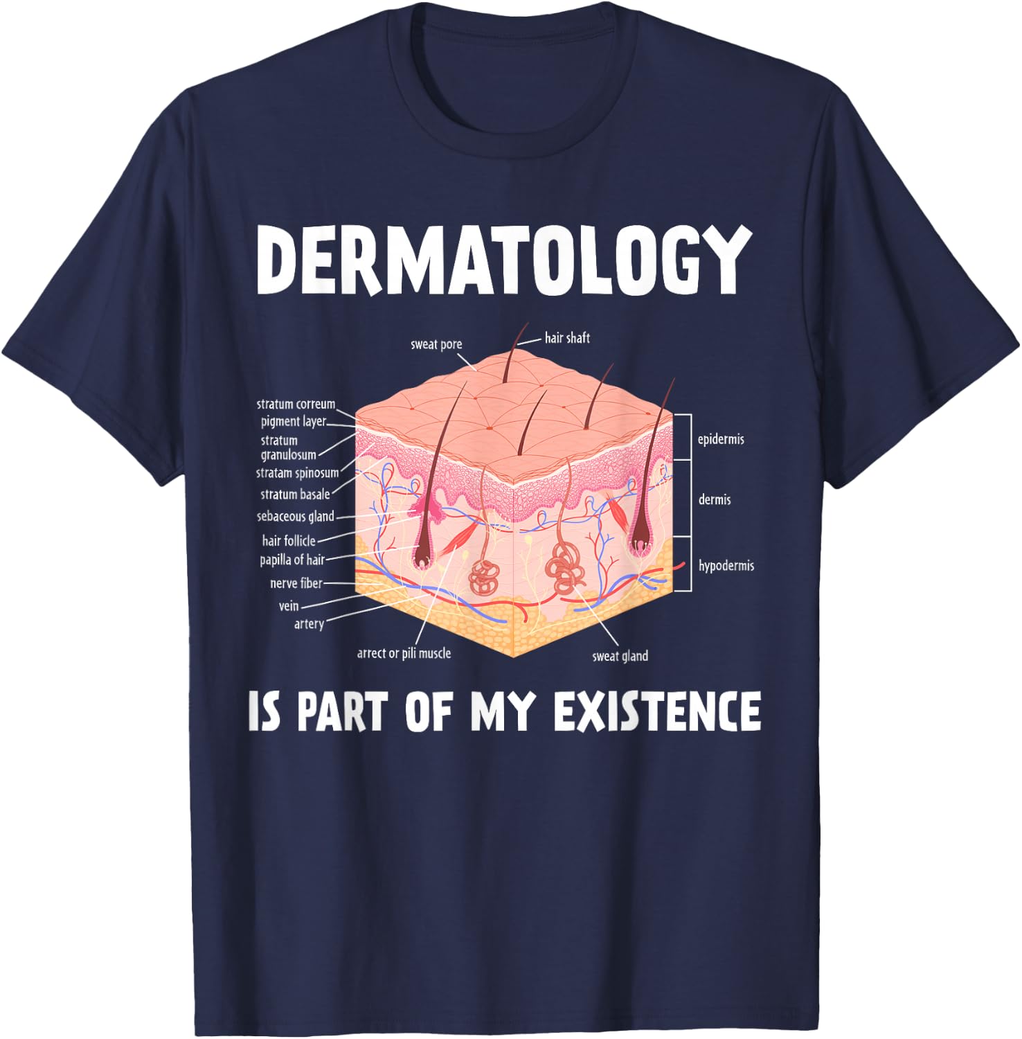 Dermatology Is Part Of My Existence Skin Anatomy T-Shirt - T-Shirt | Navy