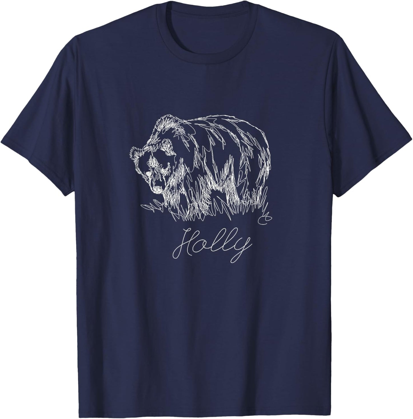 Holly Scribble Art fat brown grizzly fan beartober week 2023 T-Shirt - T-Shirt | Navy