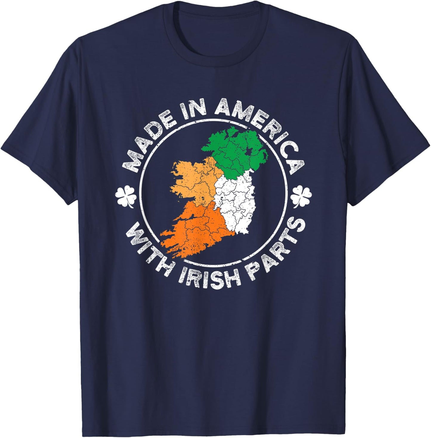 Made in America With Irish Parts USA Ireland Flag Heritage T-Shirt - T-Shirt | Navy