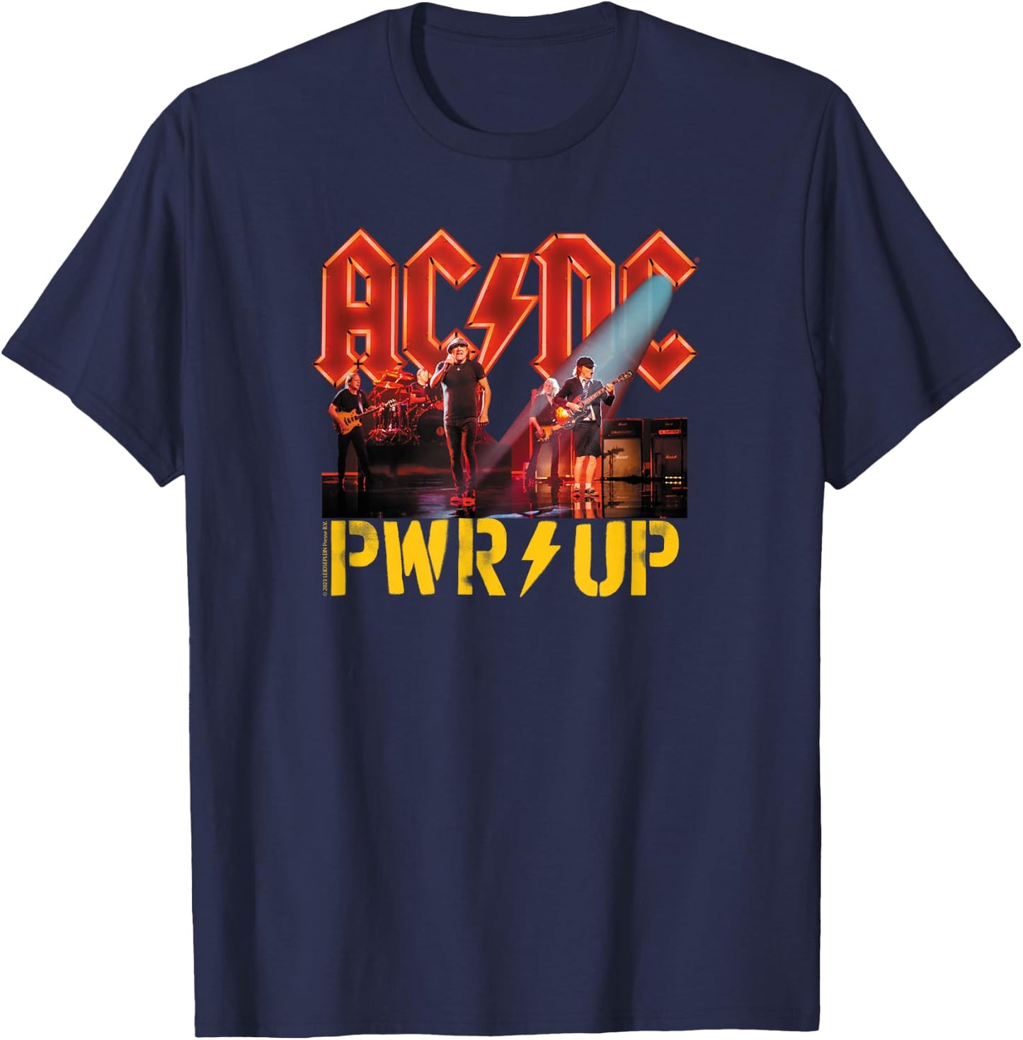 AC/DC Rock Music Band PWRUP Stage Lights T-Shirt - T-Shirt | Navy