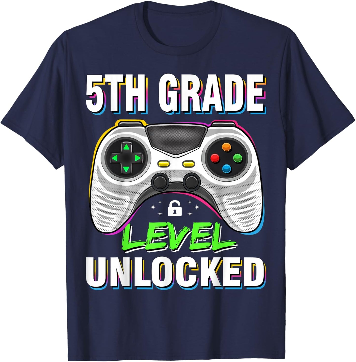 Level 5th Grade Unlocked Back To School First Day Boys Girls T-Shirt - T-Shirt | Navy