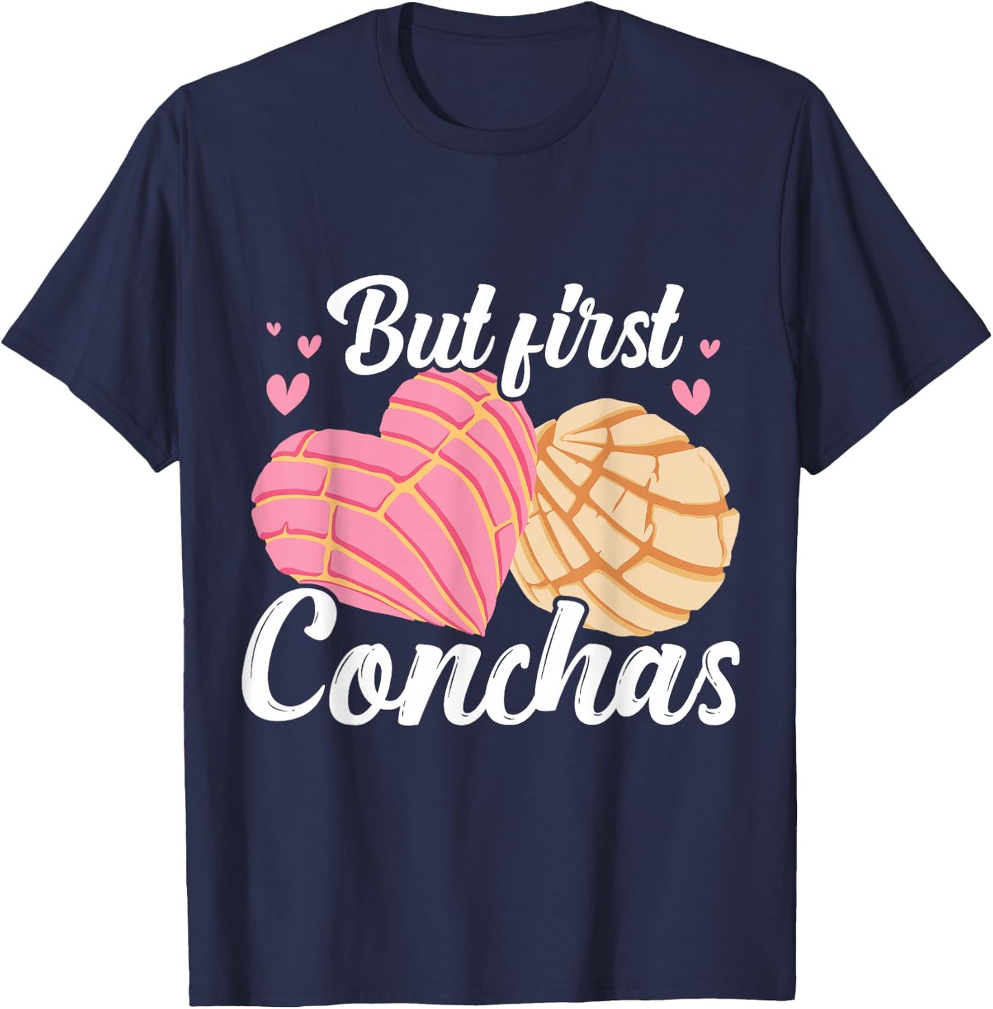 Cafecito Y Chisme Conchas Pan Dulce Gifts Mexican Cultural Design Latina Women's Black Small Classic Fit Short Sleeve T-Shirt - T-Shirt | Navy