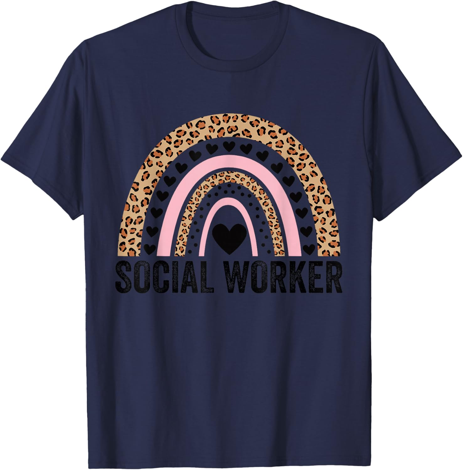 Social Worker School Social Worker Rainbow T-Shirt - T-Shirt | Navy